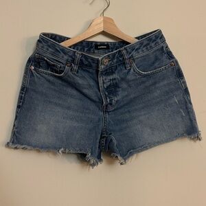 Express Distressed Blue Denim Cutoff Shorts